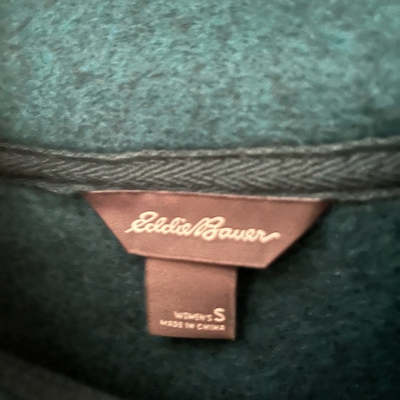 EDDIE BAUER GREEN THREE SNAP ON BUTTON MOCK NECK SWEATER SMALL - Picture 6 of 7